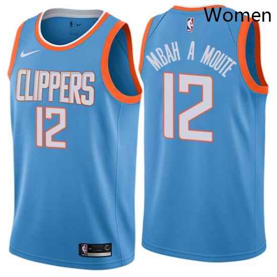Womens Nike Los Angeles Clippers 12 Luc Mbah a Moute Swingman Blue NBA Jersey City Edition